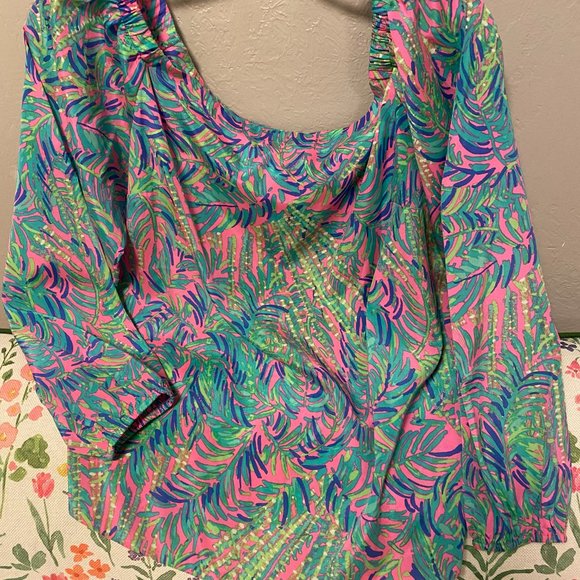 Lilly Pulitzer Pink Sunset Coco Breeze  Adair Silk Top - Picture 2 of 5